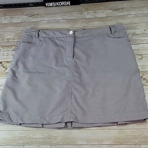 N'VO by Lanctôt Golf Skort Skirt Black White Micro Plaid‎ Pleated Back Size 18